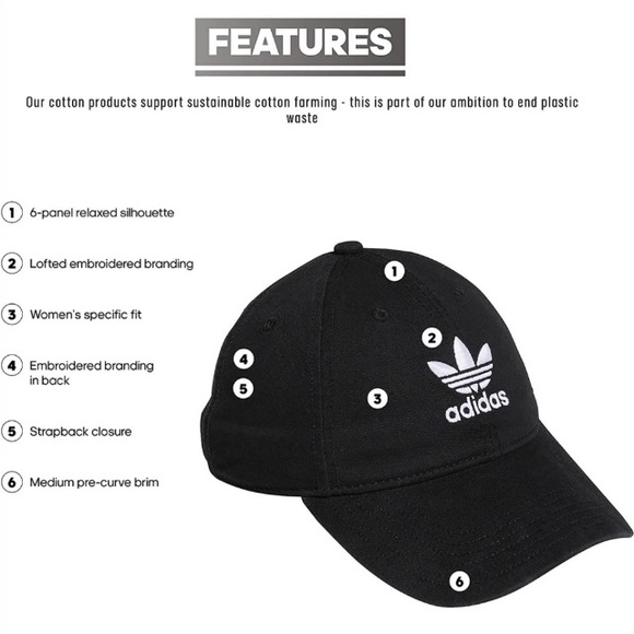 🆕🔥ADIDAS SUPER CUTE&STYLISH COMFY FIT BASEBALL HAT BLACK&WHITE LOGO ON FRONT - Picture 2 of 6